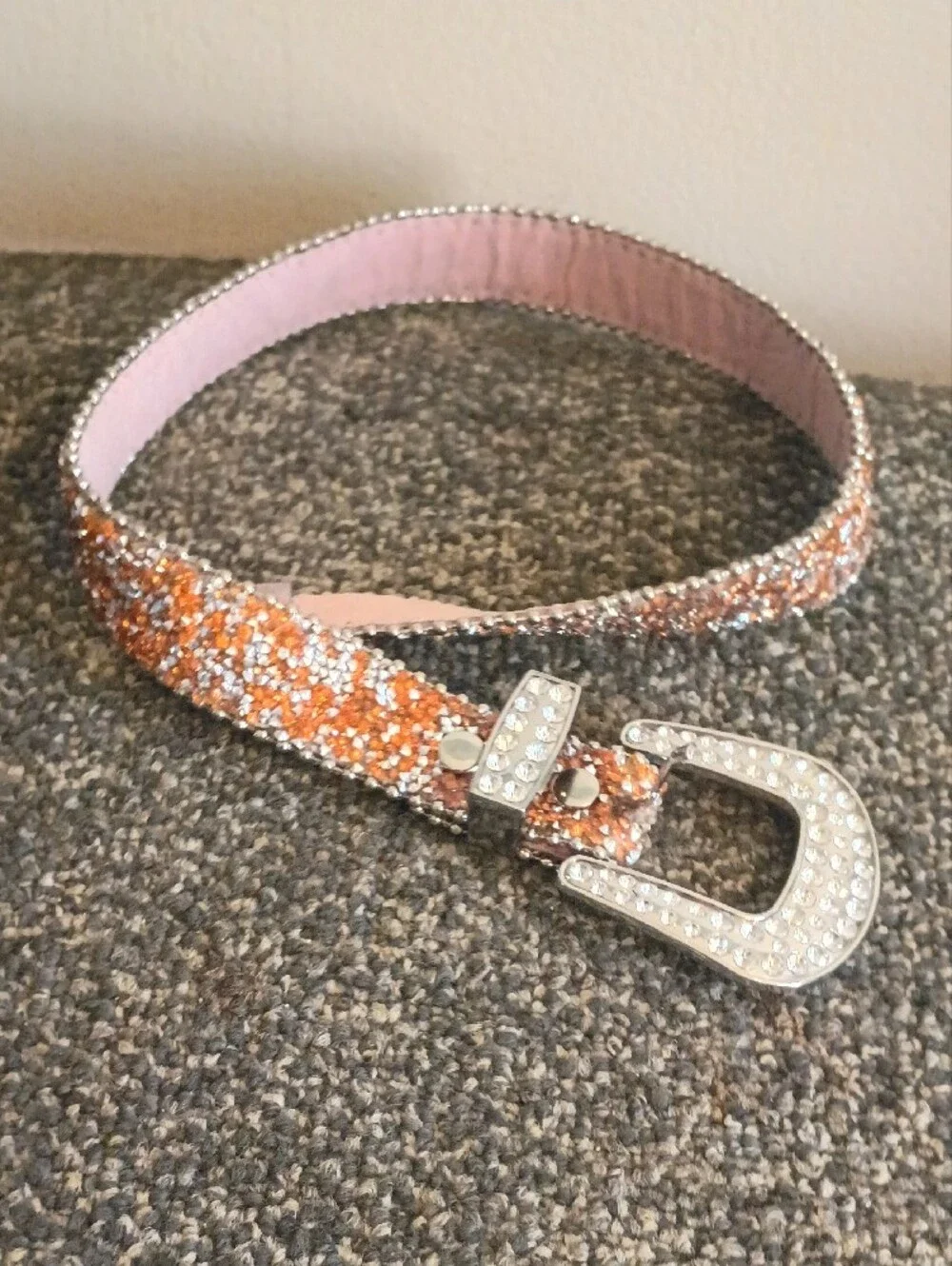Rhinestone Embellished Orange Little Girls Size 20 Belt